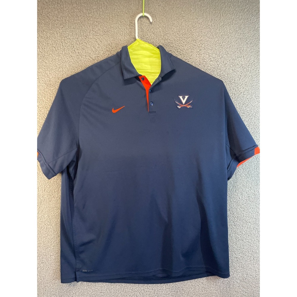 Nike Dri-fit Polo Shirt UVA Mens Sz XL Blue University of‎ Virginia Cavaliers